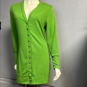 Vibrant Green Button-Up Cardigan
